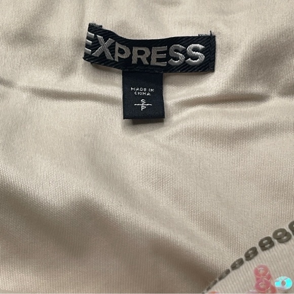 ❄️3/$20 EXPRESS Tan Aztec Tribal Boho Multicolor Sequin Print Mini Skirt, Small - Picture 3 of 9